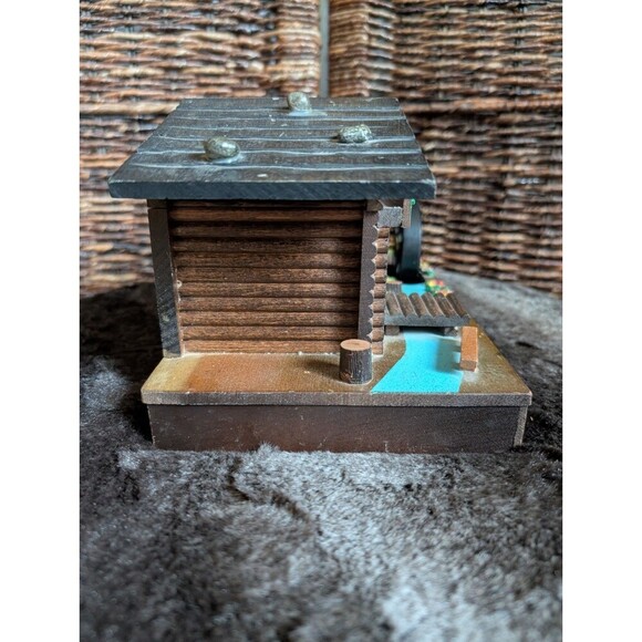 VTG Swiss Chalet Jewelry Box Water Wheel Alpine Country Cottagecore Trinket Hide - Picture 9 of 13